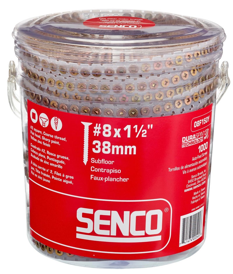 Senco 08F150Y DuraSpin #8 x 1-1/2-inch, Wood to Wood Collated Screw, 1,000 Ct. - Image 1